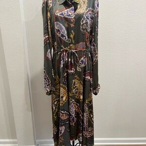 ESQUALO Paisley Long Sleeve Dress - Multicolor